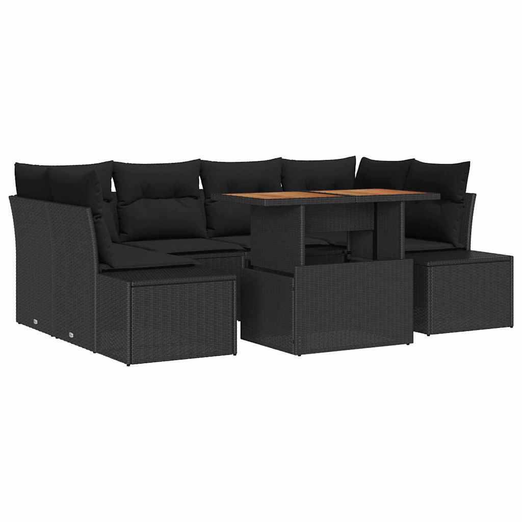 Garten Essgruppe mit Kissen 7 pcs Schwarz und Braun