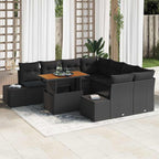 Garten Essgruppe mit Kissen 9 pcs Schwarz und Braun