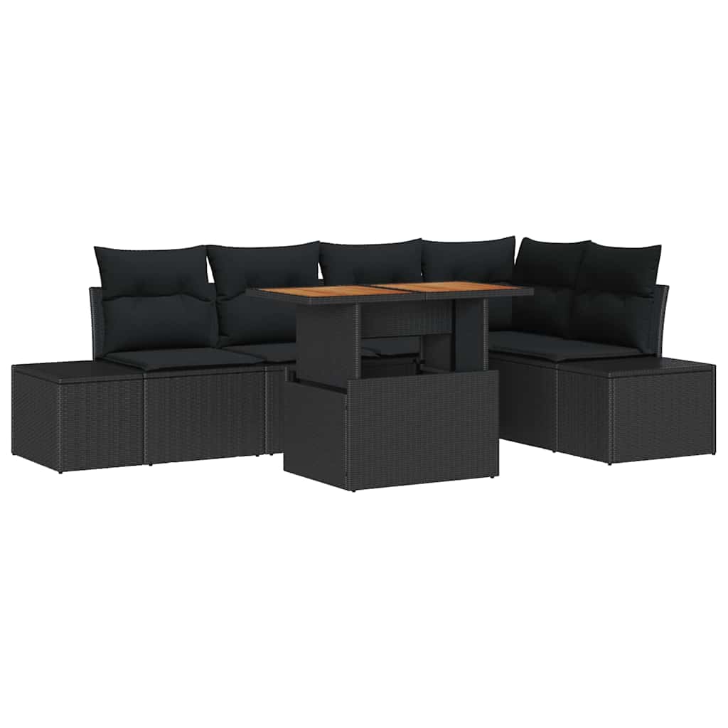 Garten Essgruppe mit Kissen 6 pcs Schwarz und Braun