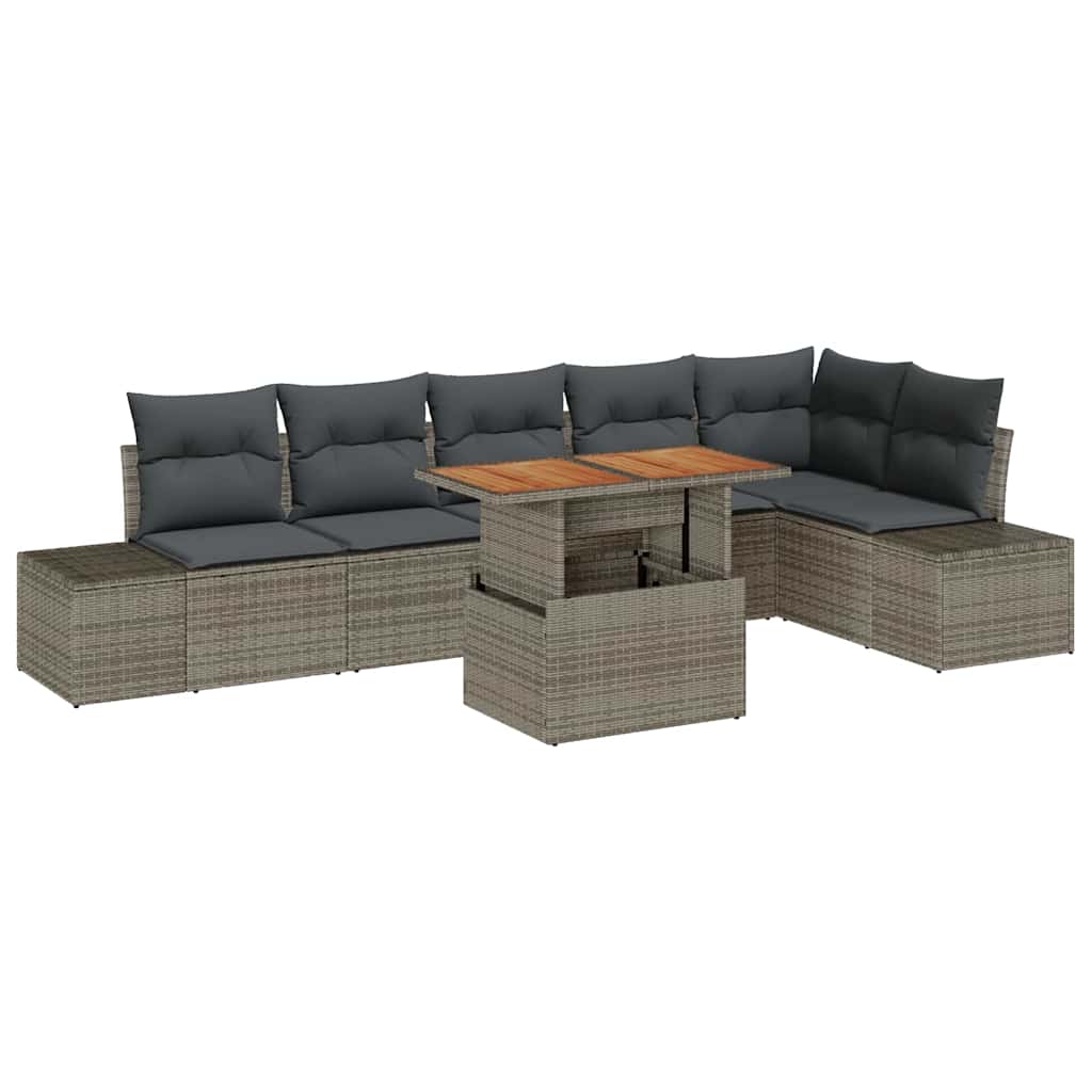 Garten Essgruppe mit Kissen 7 pcs Grau und Braun
