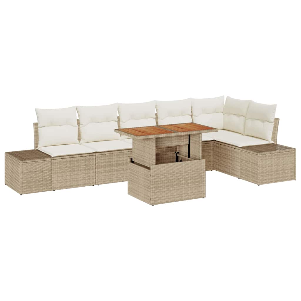 Garten Essgruppe mit Kissen 7 pcs Beige und Creme
