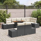 Garten Essgruppe mit Kissen 9 pcs Schwarz und Creme