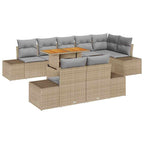 Garten Essgruppe mit Kissen 9 pcs Beige und Grau