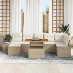 Garten-Sofa-Set mit Kissen 8 pcs Beige und Creme