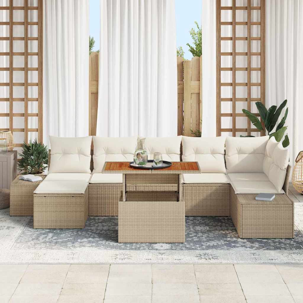 Garten-Sofa-Set mit Kissen 8 pcs Beige und Creme