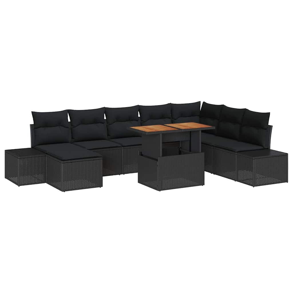 Garten Essgruppe mit Kissen 9 pcs Schwarz und Braun