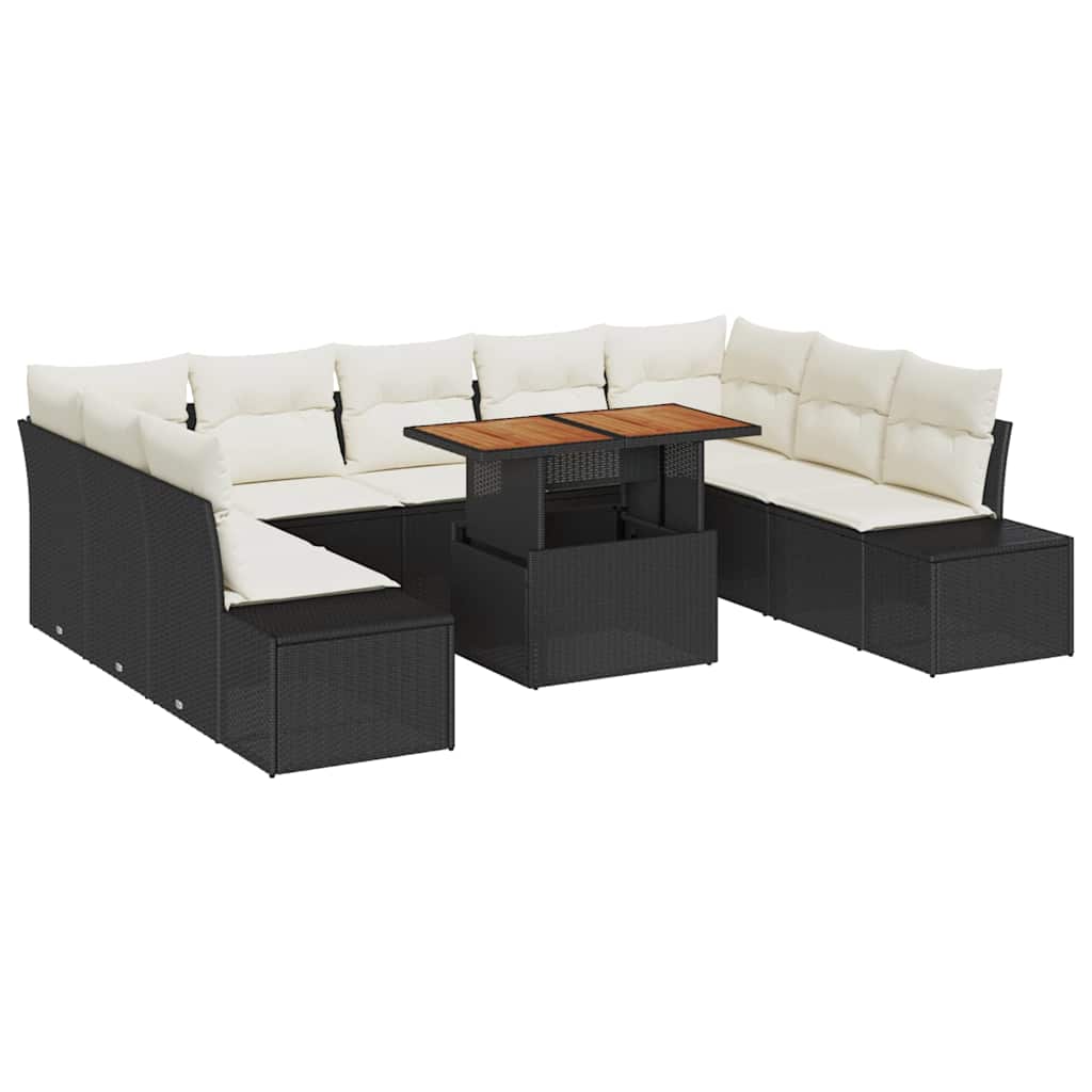 Garten Essgruppe mit Kissen 10 pcs Schwarz und Creme