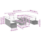 Garten-Sofa-Set mit Kissen 11 pcs Schwarz und Creme