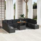 Garten-Sofa-Set mit Kissen 11 pcs Schwarz und Braun