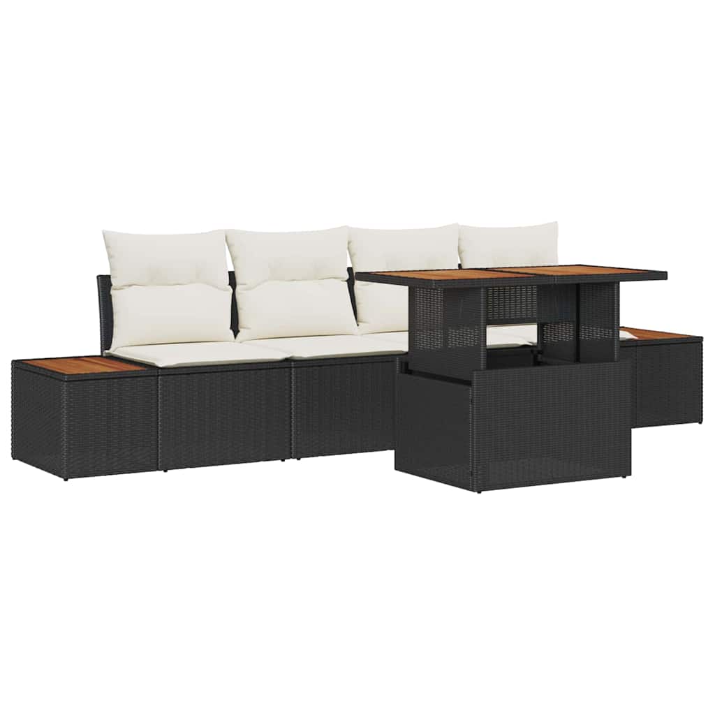 Garten Essgruppe mit Kissen 5 pcs Schwarz und Beige