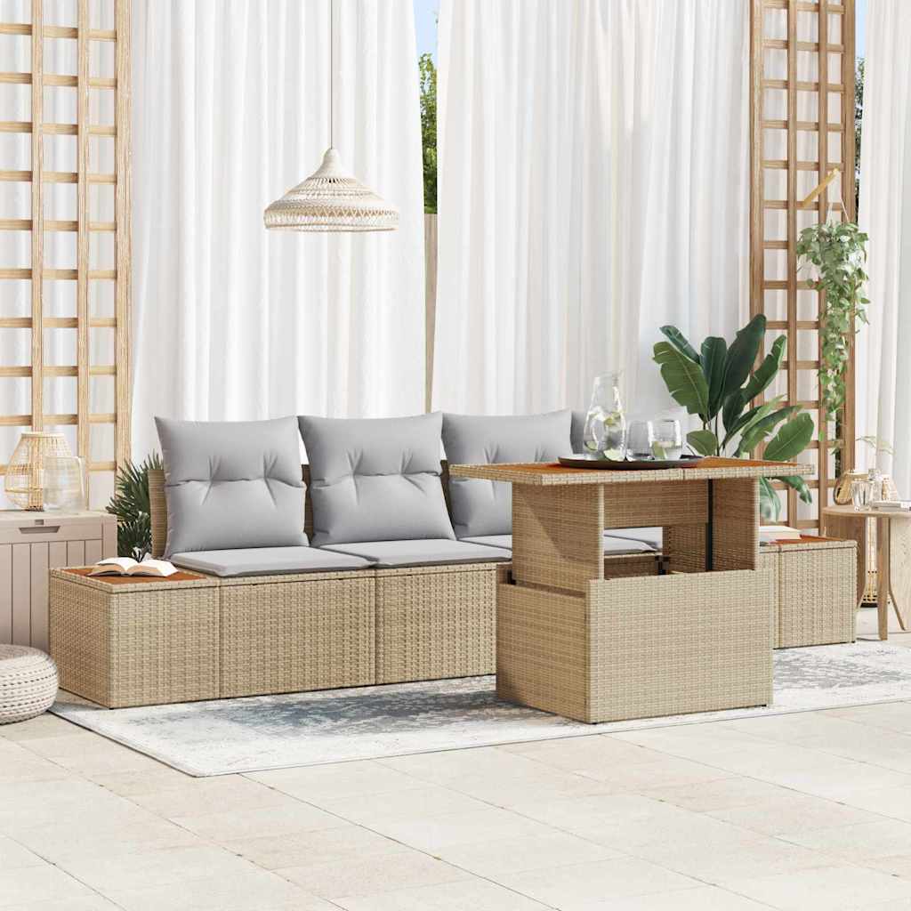 Garten Essgruppe mit Kissen 5 pcs Beige und Grau