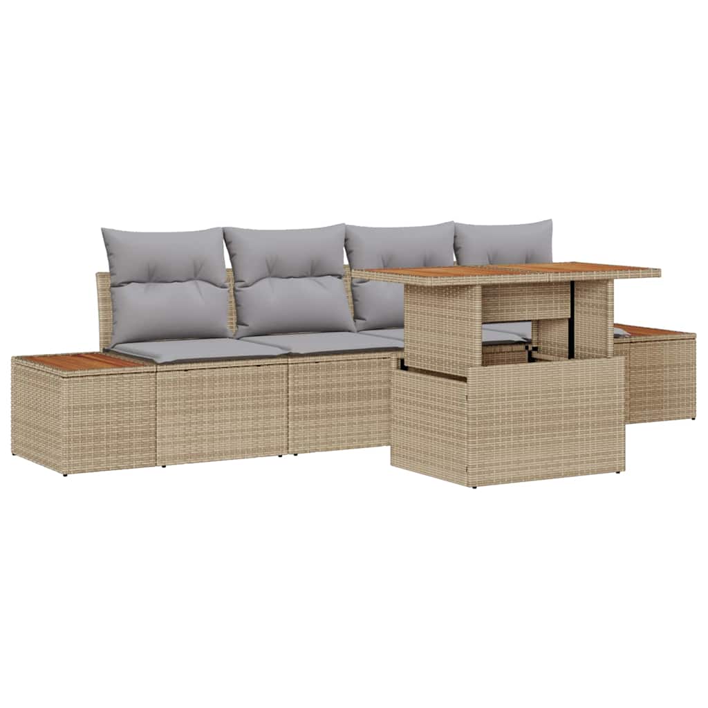 Garten Essgruppe mit Kissen 5 pcs Beige und Grau