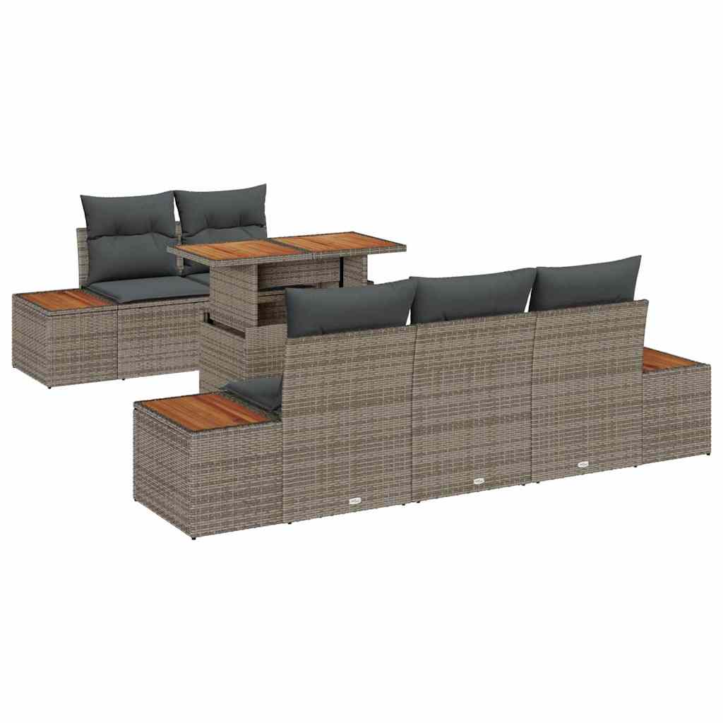 Garten Essgruppe mit Kissen 6 pcs Grau und Braun