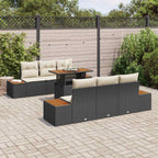 Garten Essgruppe mit Kissen 7 pcs Schwarz und Beige