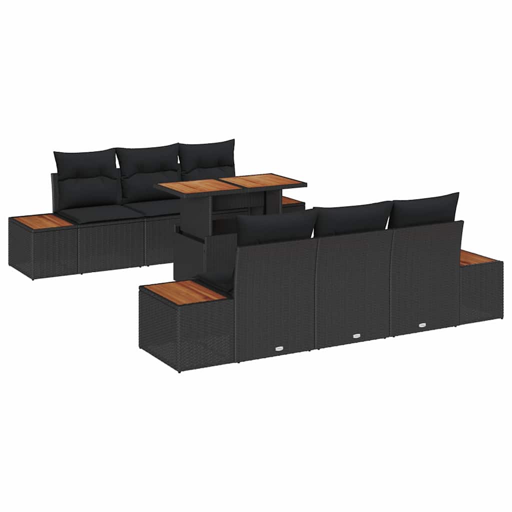 Garten Essgruppe mit Kissen 7 pcs Schwarz und Braun