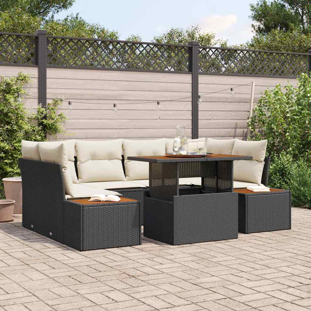 Garten Essgruppe mit Kissen 9 pcs Schwarz und Beige