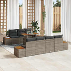 Garten-Sofa-Set mit Kissen 8 pcs Grau Poly Rattan