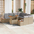 Garten Essgruppe mit Kissen 9 pcs Beige und Grau