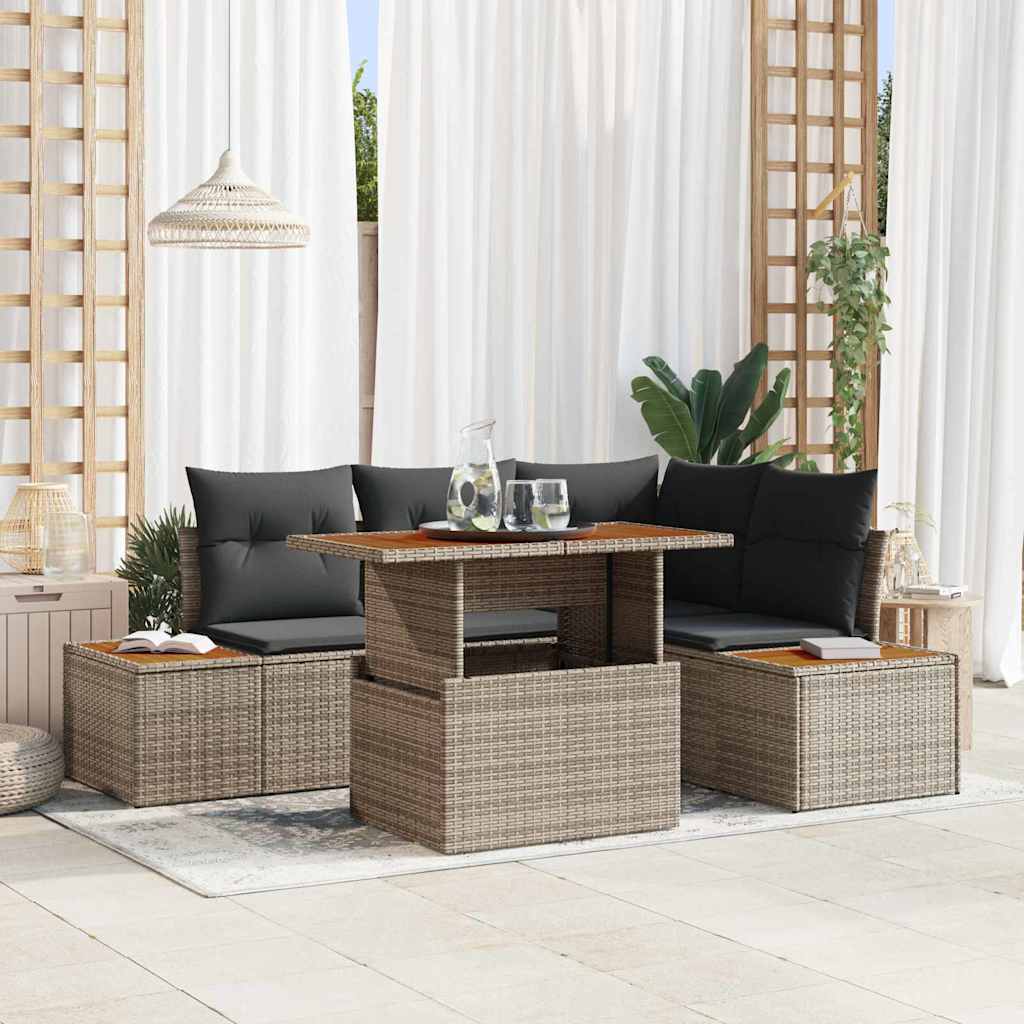 Garten Essgruppe mit Kissen 5 pcs Grau und Braun
