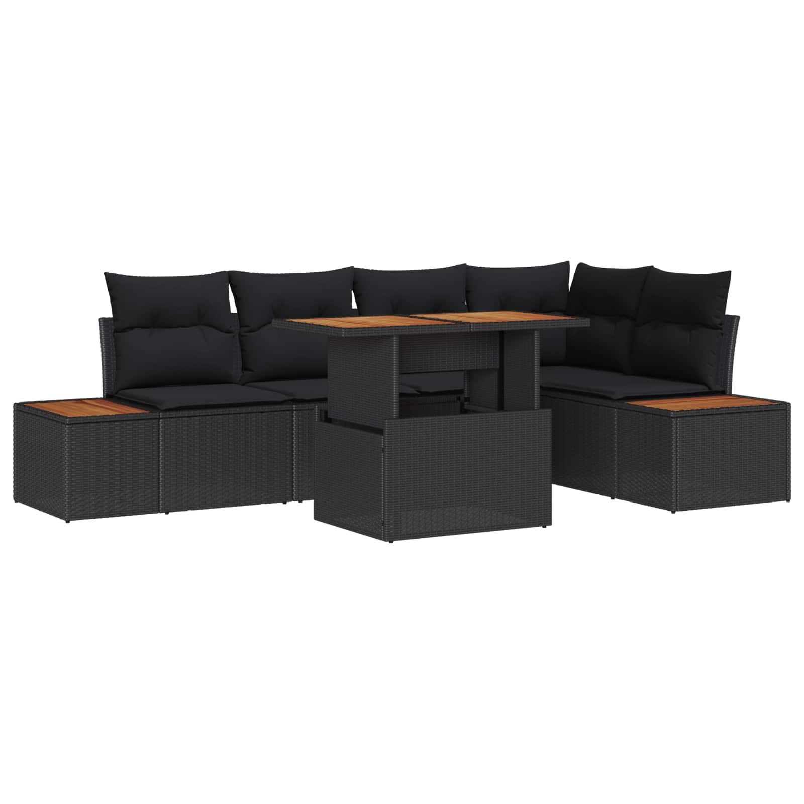 Garten Essgruppe mit Kissen 6 pcs Schwarz und Braun