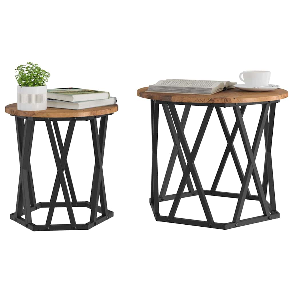 Beistelltisch 2 pcs Altholz Ingenieure Holz und Stahl