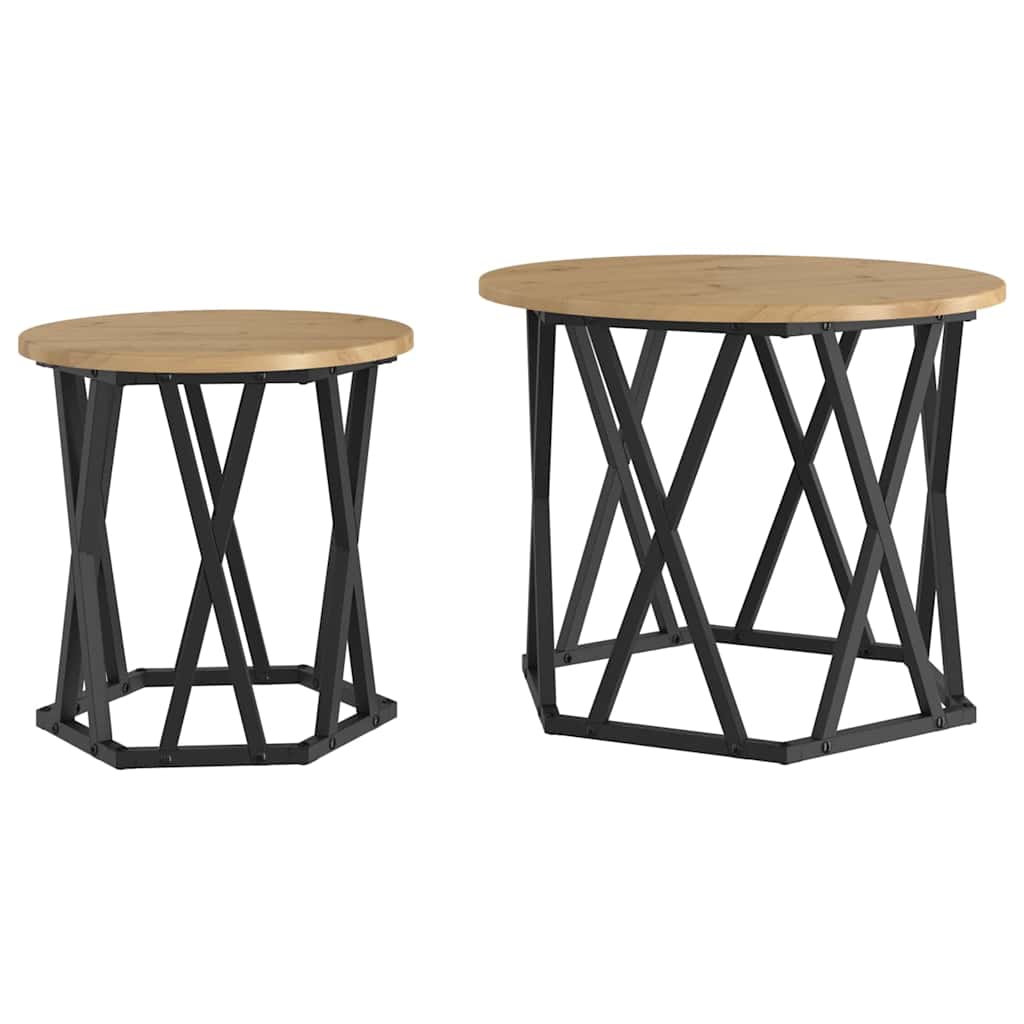 Beistelltisch 2 pcs Artisan-Eiche Ingenieure Holz und Stahl