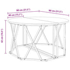 Couchtisch Graues Sonoma 80 x 80 x 42 cm