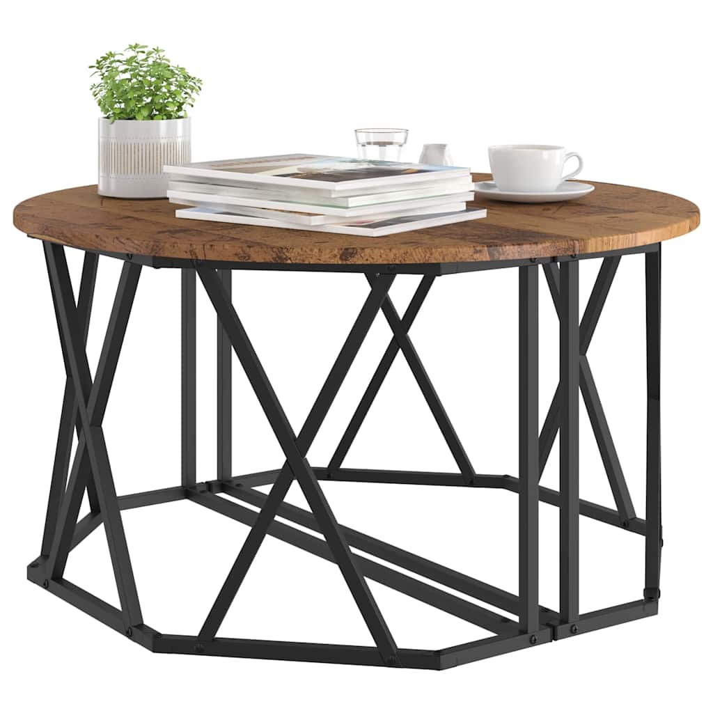 Couchtisch Altholz 80 x 80 x 42 cm Ingenieure Holz und Stahl