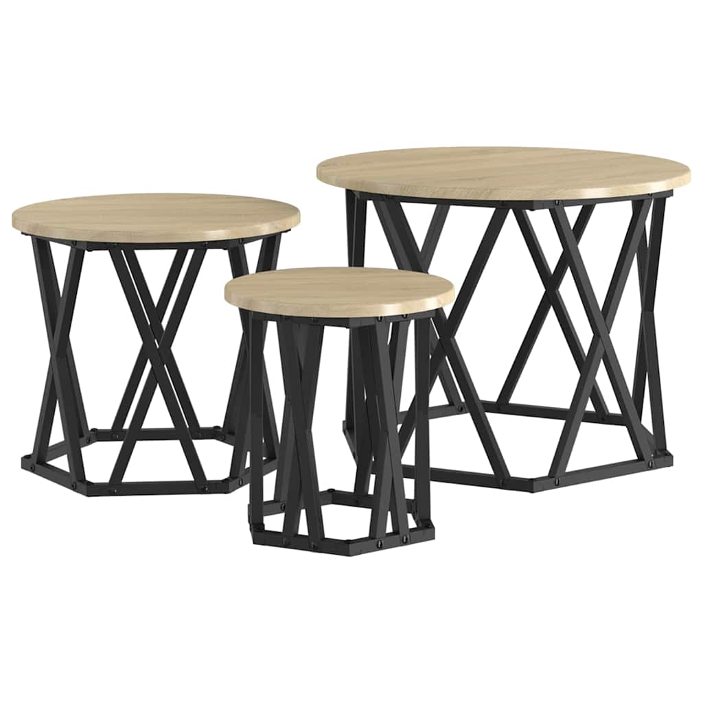 Nesting Beistelltisch 3 pcs Sonoma-Eiche