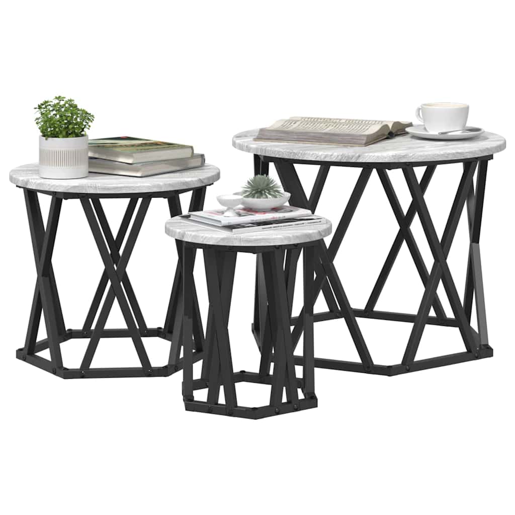 Nesting Beistelltisch 3 pcs Graues Sonoma