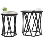 Couchtisch 2 pcs Schwarz Eichen-Optik Ingenieure Holz und Stahl
