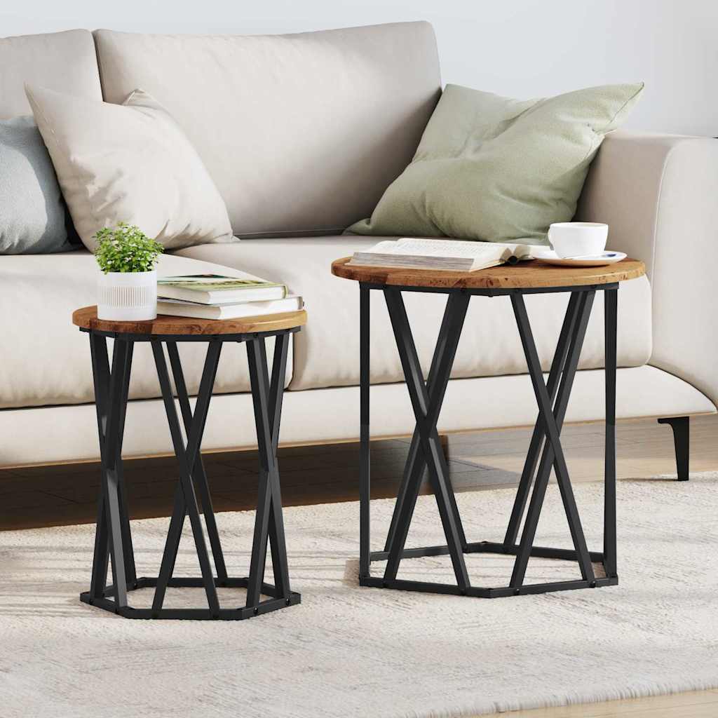 Couchtisch 2 pcs Altholz Ingenieure Holz und Stahl