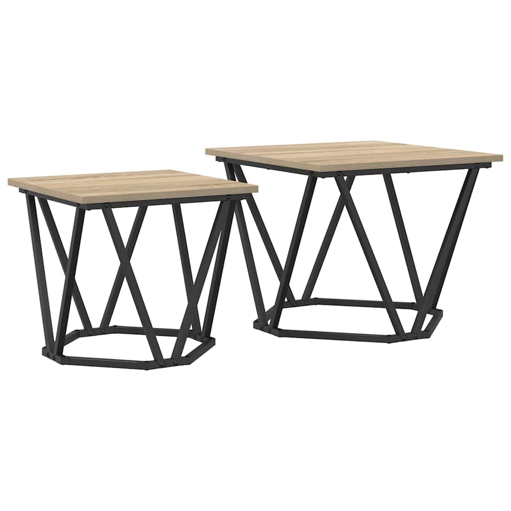 Beistelltisch-Set 2 pcs Sonoma-Eiche Ingenieure Holz und Stahl
