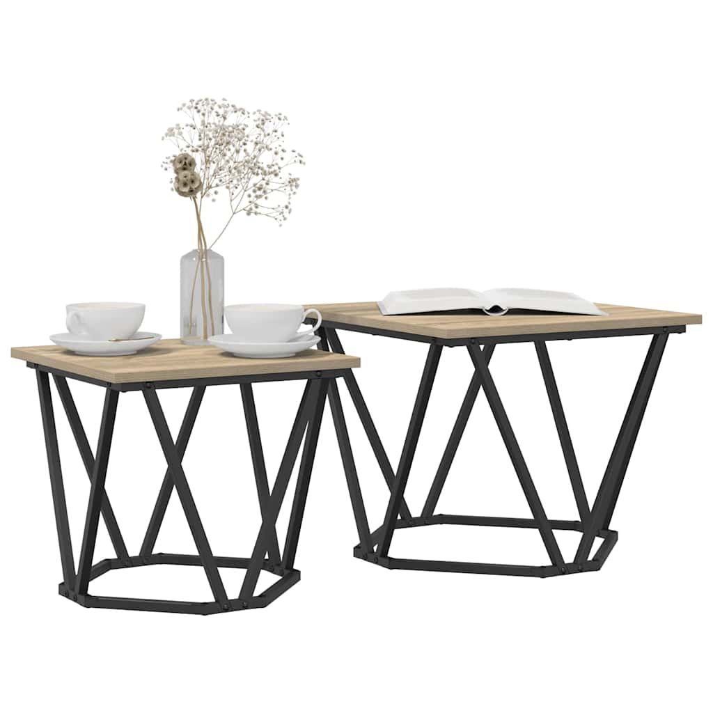 Beistelltisch-Set 2 pcs Sonoma-Eiche Ingenieure Holz und Stahl