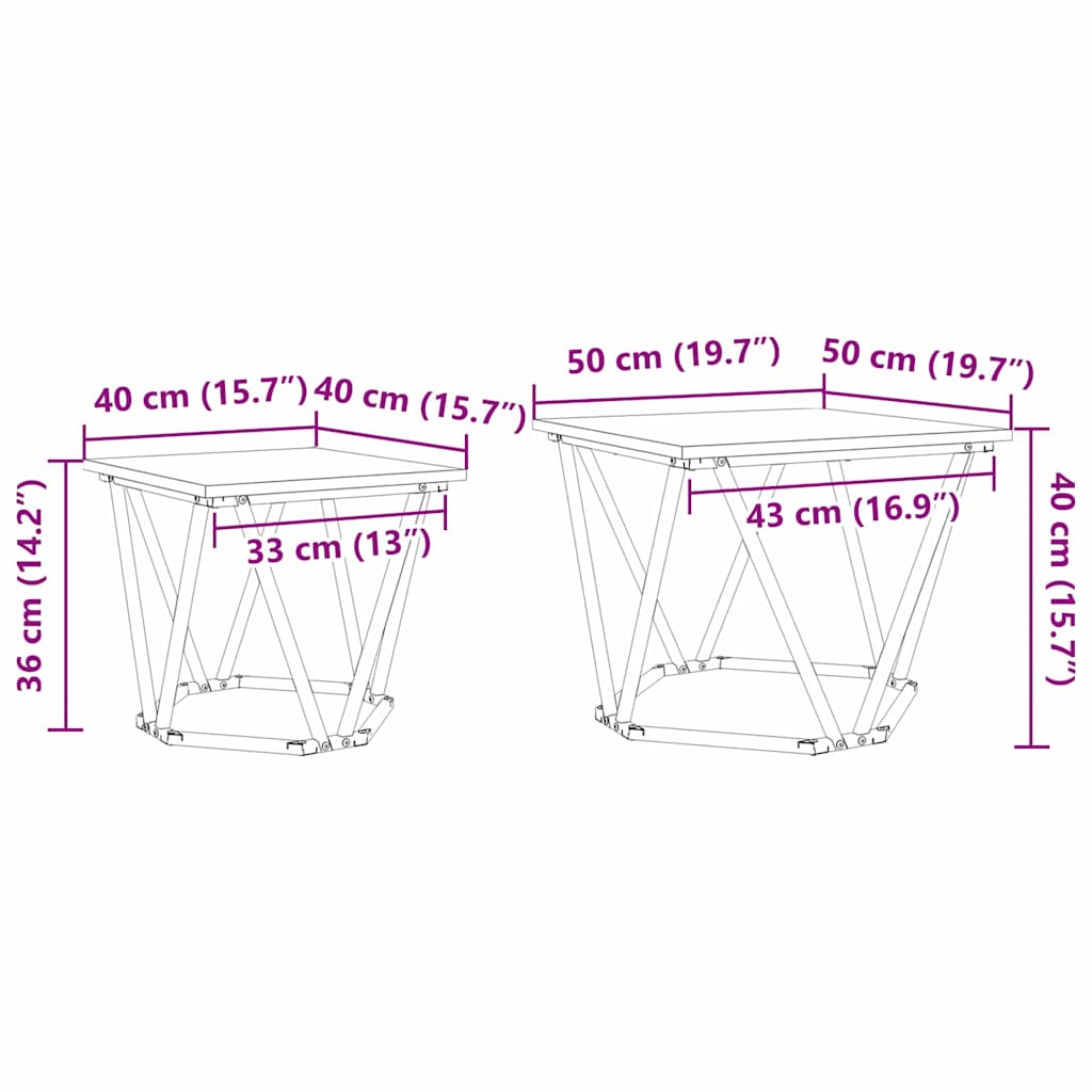 Beistelltisch-Set 2 pcs Sonoma-Eiche Ingenieure Holz und Stahl