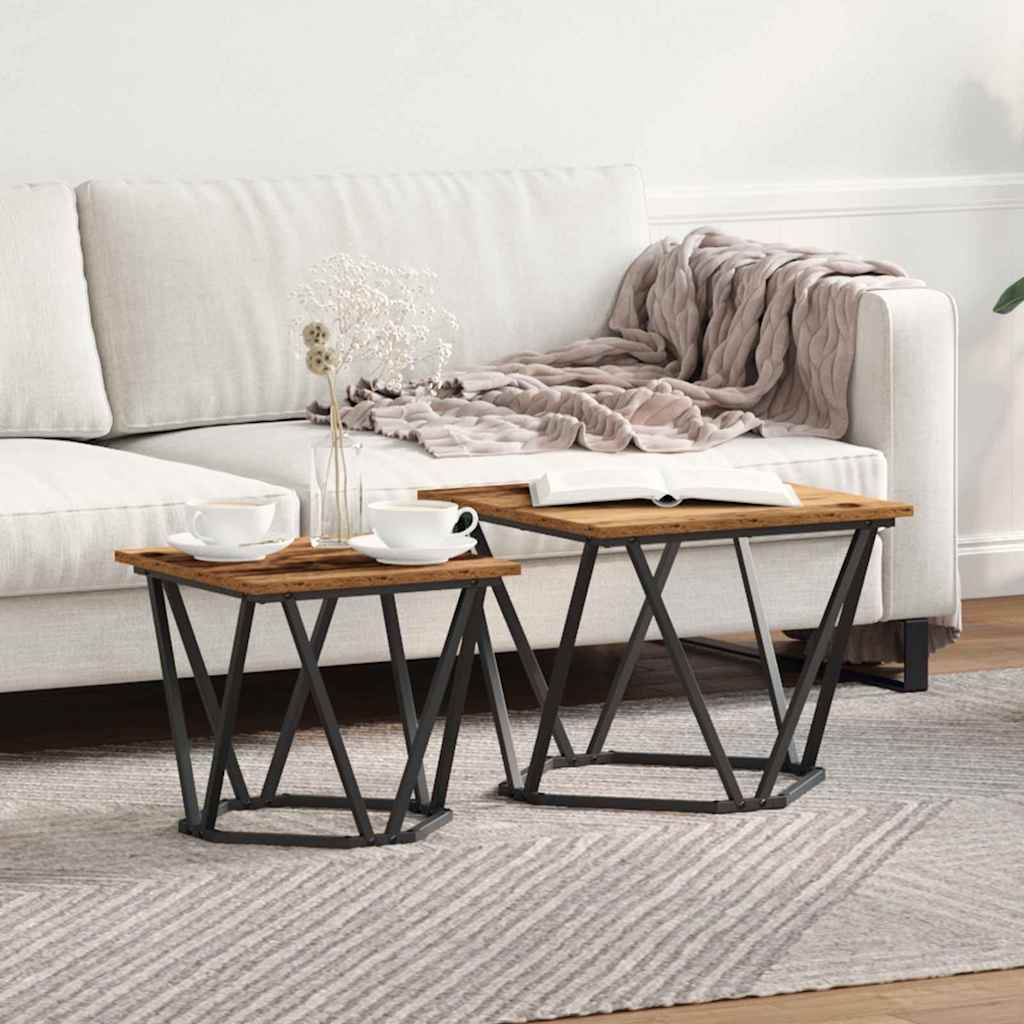 Beistelltisch-Set 2 pcs Altholz Ingenieure Holz und Stahl