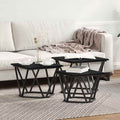 Couchtisch 3 pcs Schwarz Eichen-Optik Ingenieure Holz und Stahl