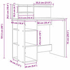 Schreibtisch Graues Sonoma 90 x 48 x 101,5 cm Holzwerkstoff
