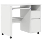 Tisch mit Rädern mit Regal Weiß 91 x 50 x 77 cm Holzwerkstoff
