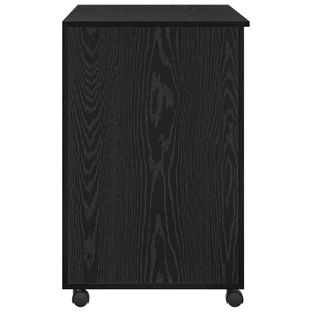 Tisch mit Rädern mit Regal Schwarz Eichen-Optik 91 x 50 x 77 cm