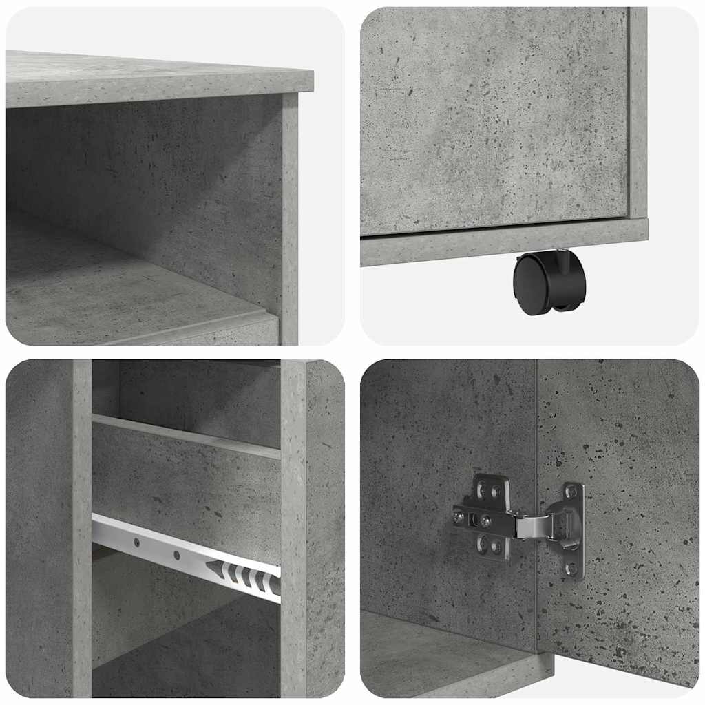Tisch mit Rädern Beton Grau 91 x 50 x 77 cm Holzwerkstoff