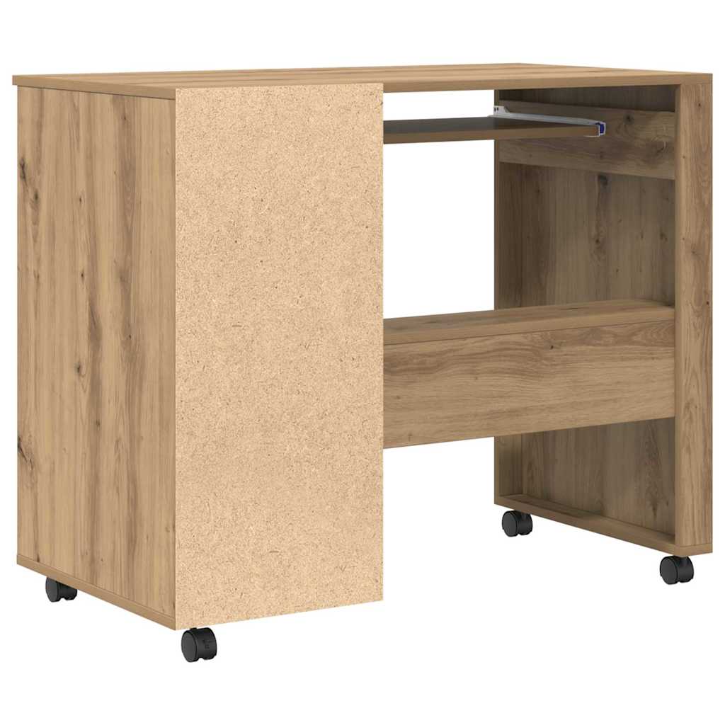 Tisch mit Rädern Artisan-Eiche 91 x 50 x 77 cm Holzwerkstoff