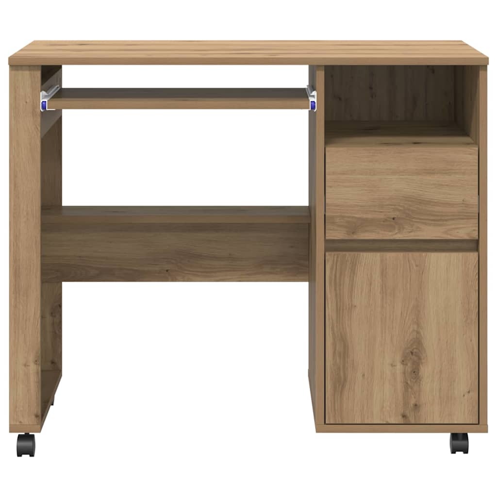 Tisch mit Rädern Artisan-Eiche 91 x 50 x 77 cm Holzwerkstoff