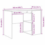 Schreibtisch mit Regal Schwarz Eichen-Optik 102 x 50 x 75 cm