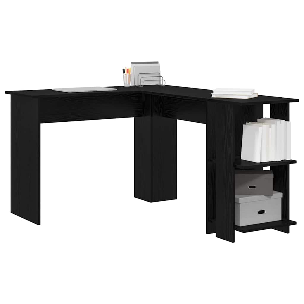 Eck-Schreibtisch Schwarz Eichen-Optik 140 x 113,5 x 75 cm