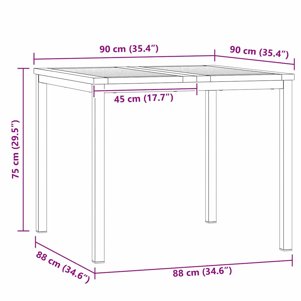 Esstisch Braun 90 x 90 x 75 cm Massivholz Akazie
