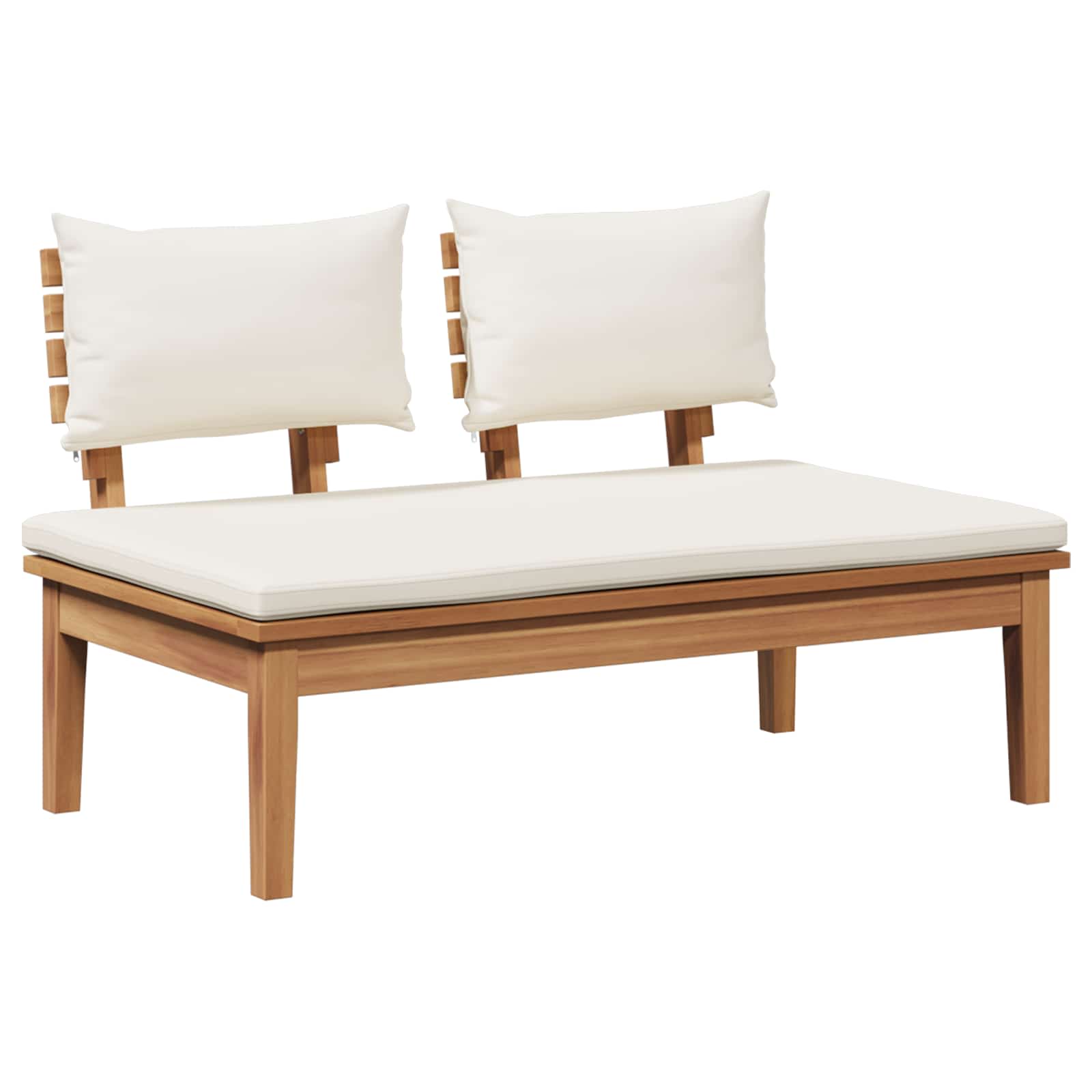 Gartenbank und Tischset 2 pcs Creme und Braun Massivholz Teak
