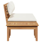 Gartenbank und Tischset 2 pcs Creme und Braun Massivholz Teak