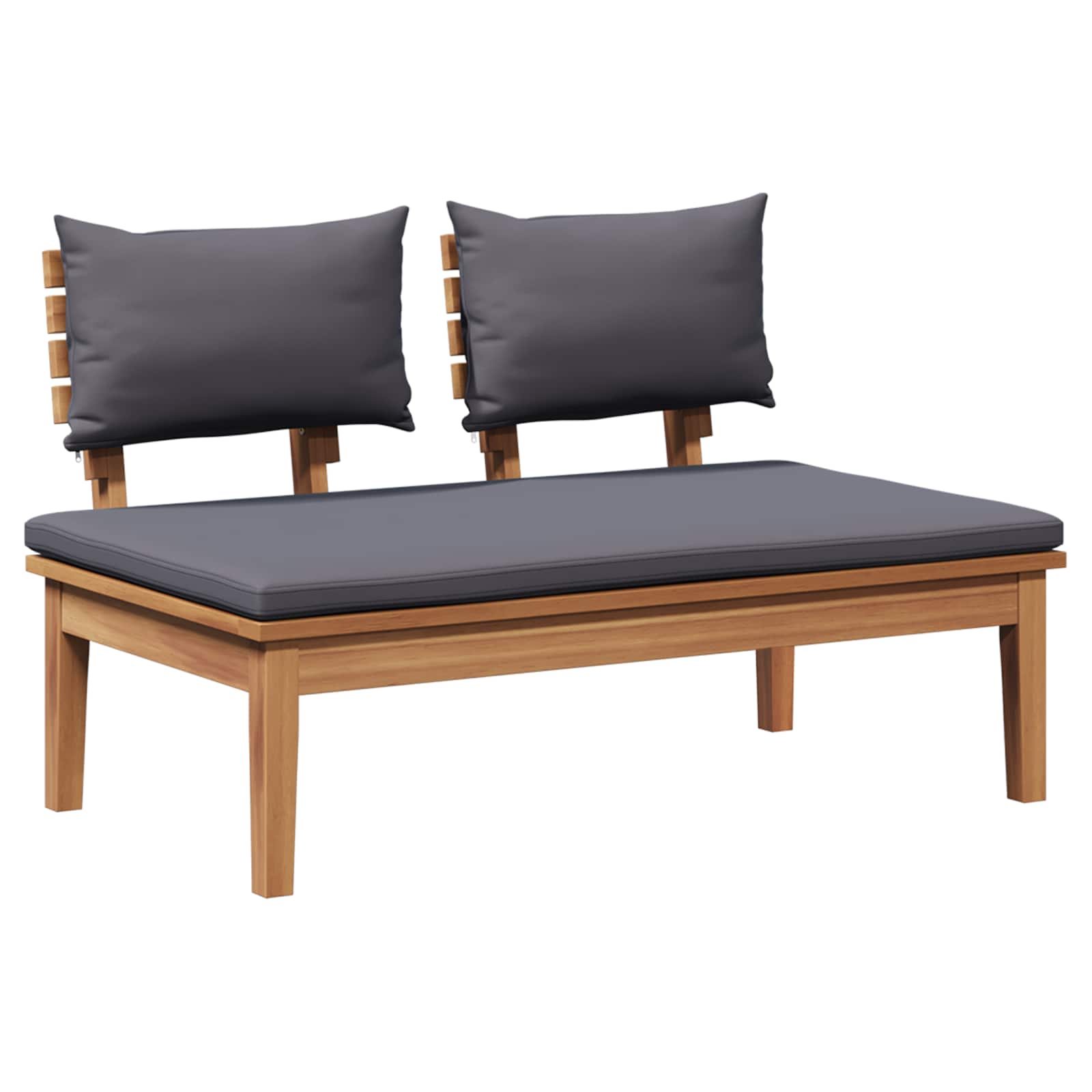 Gartenbank und Tischset 2 pcs Grau und Braun Massivholz Teak