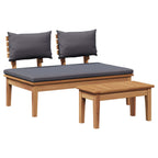 Gartenbank und Tischset 2 pcs Grau und Braun Massivholz Teak